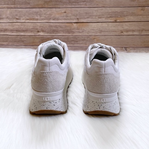 UGG Women’s Marin Lace Platform White Leather Sneakers - Picture 4 of 7